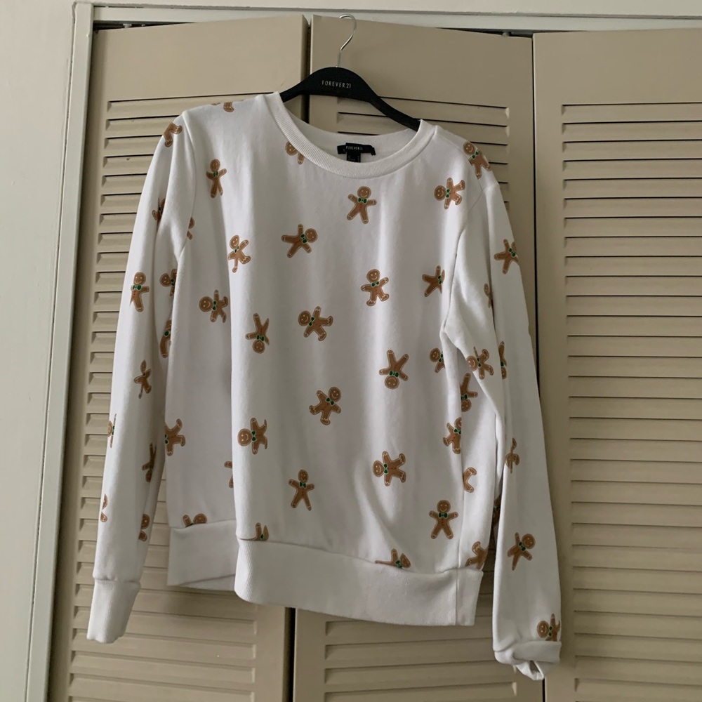 Gingerbread man white crew neck sweatshirt